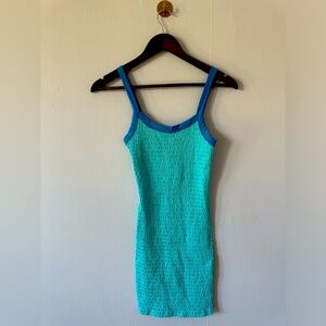 NWT Forever 21 baby blue cyan scrunch y2k style dress Size M
